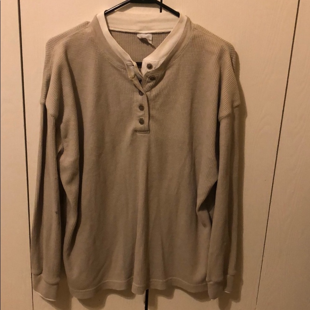 Tan and white long sleeve
